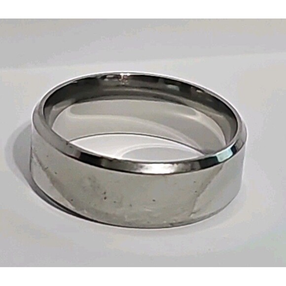 Fashion Solid Color Stainless Stee Band Ring size 6 Men's Color silver (US) - Picture 4 of 5